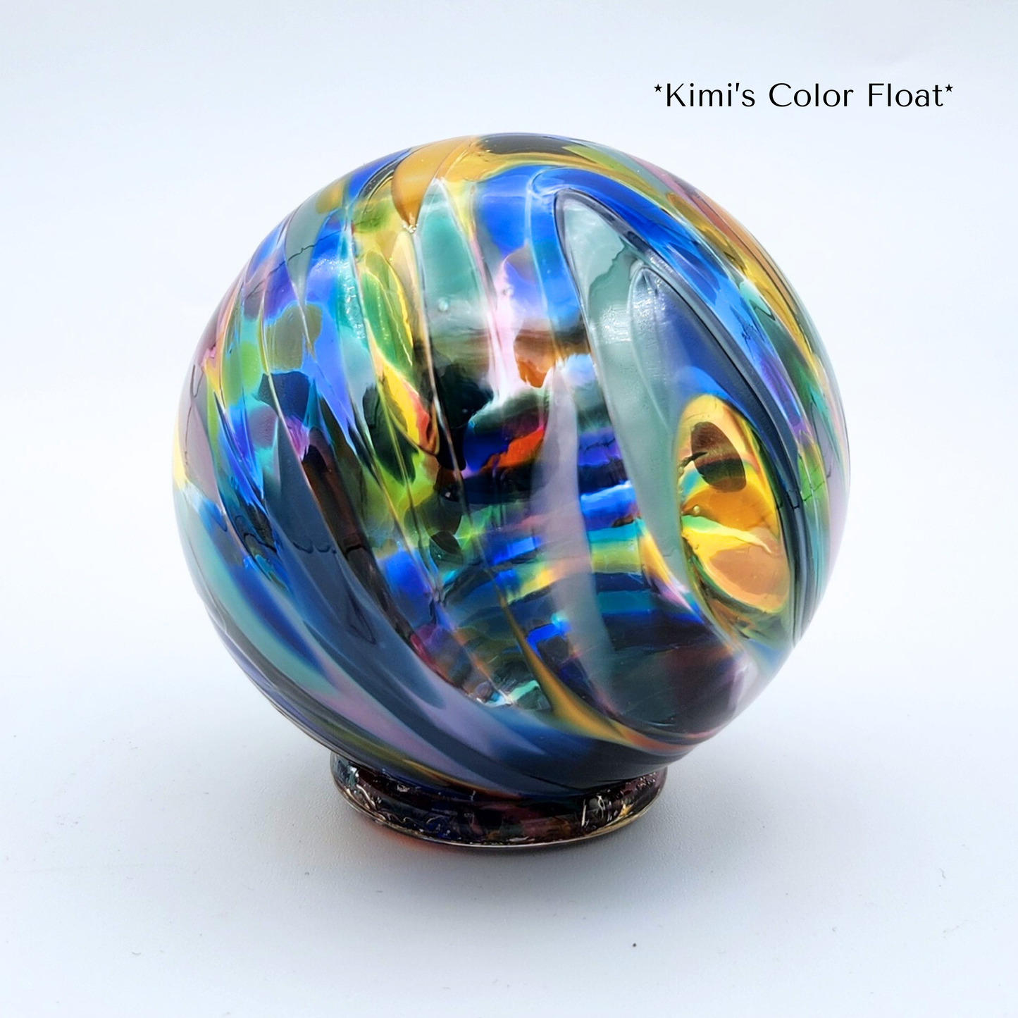 Kimi's Glass Float – Handblown Ornament in Blue, Yellow, Pink, Teal & Green