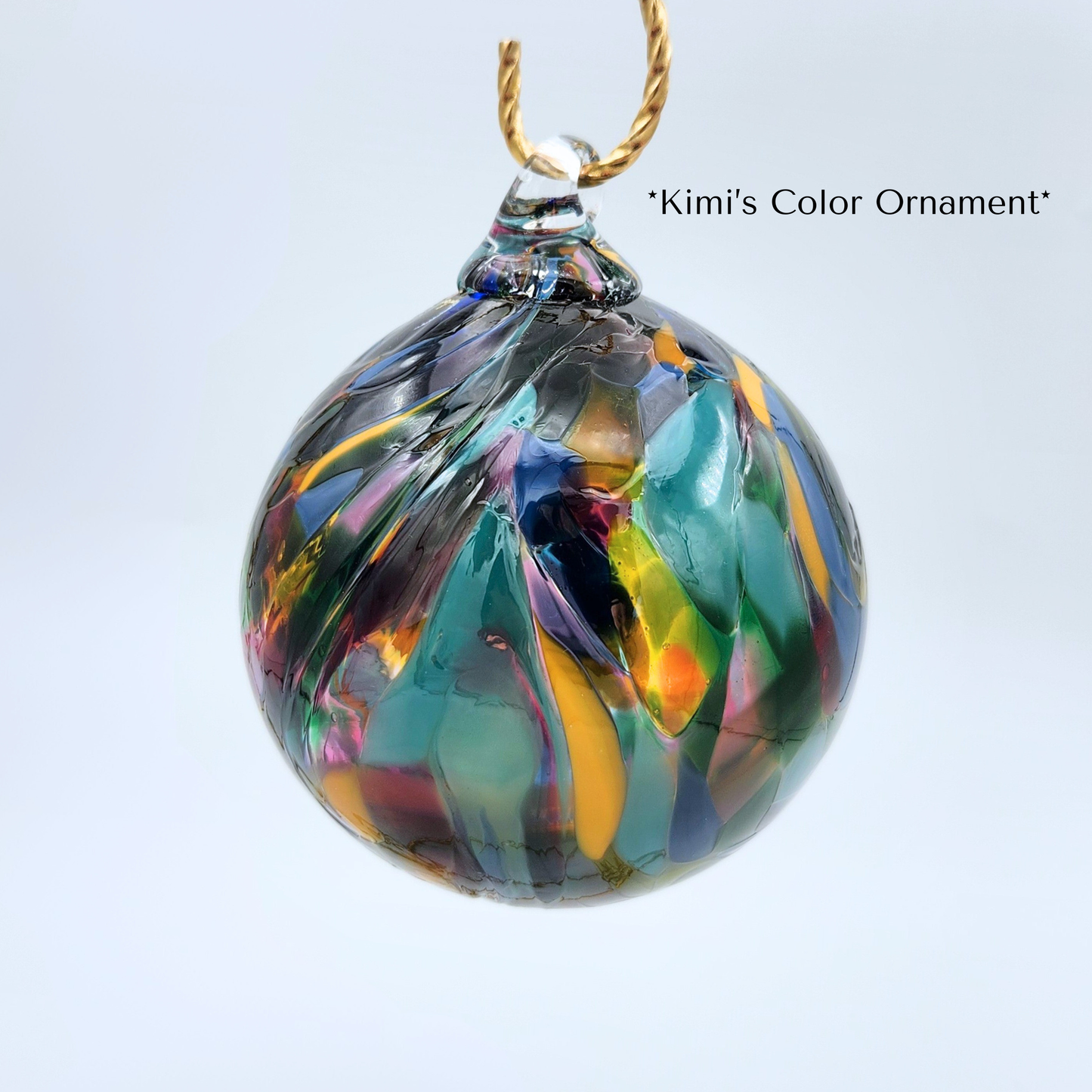 Kimi's Glass Float – Handblown Ornament in Blue, Yellow, Pink, Teal & Green
