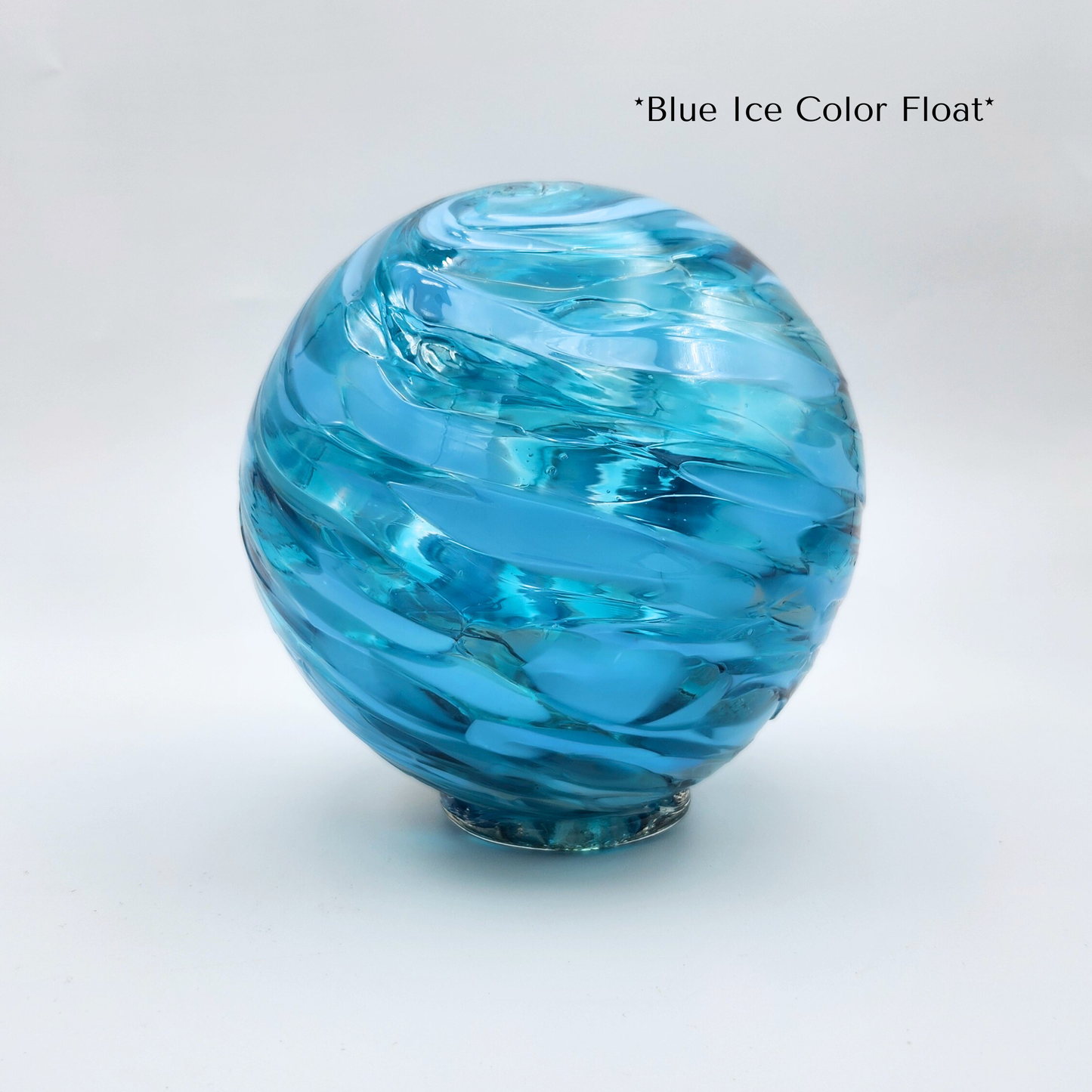 Blue Ice Glass Float – Handblown Ornament in Blue, and Light Blue
