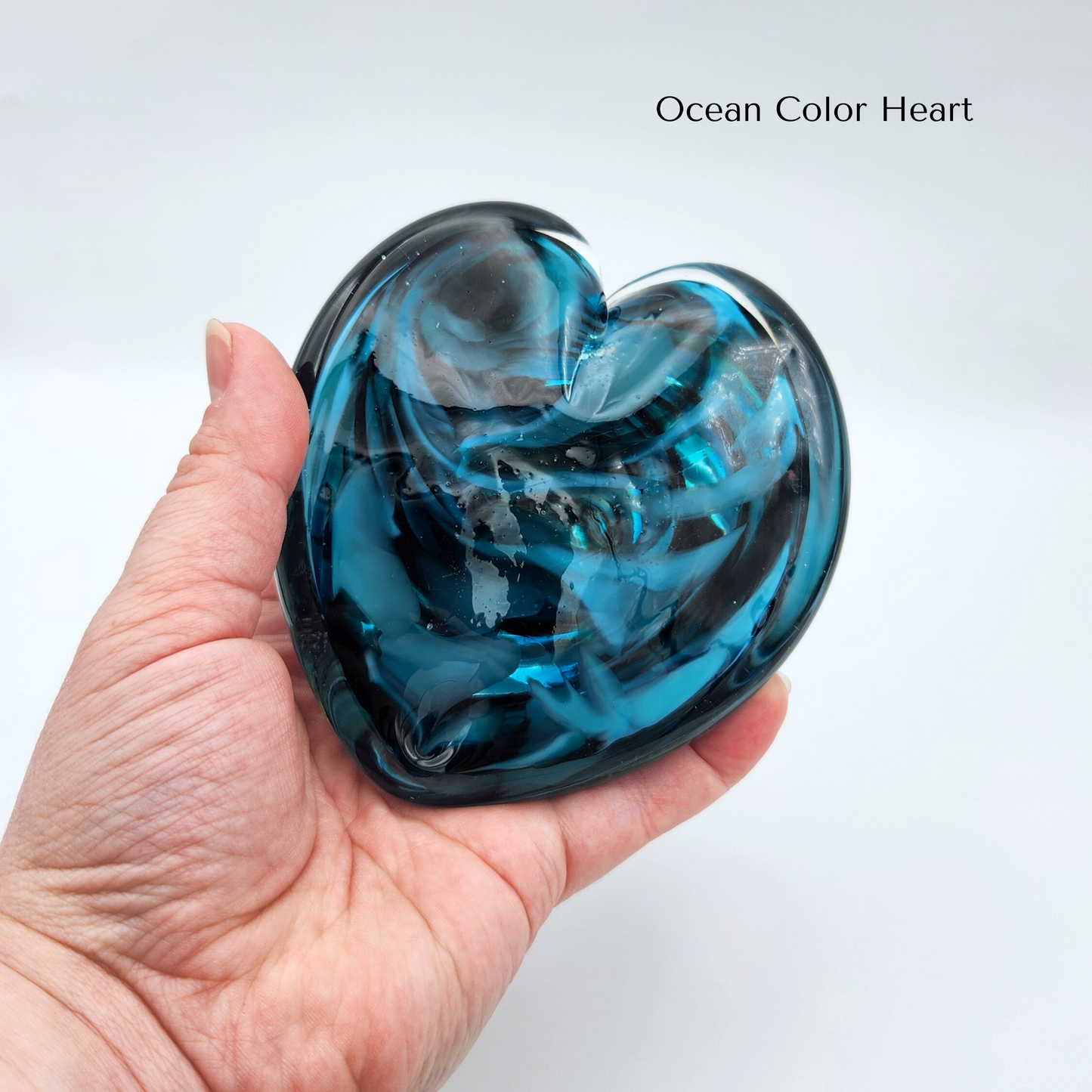 Handblown Solid Glass Heart Paperweight - Keepsake