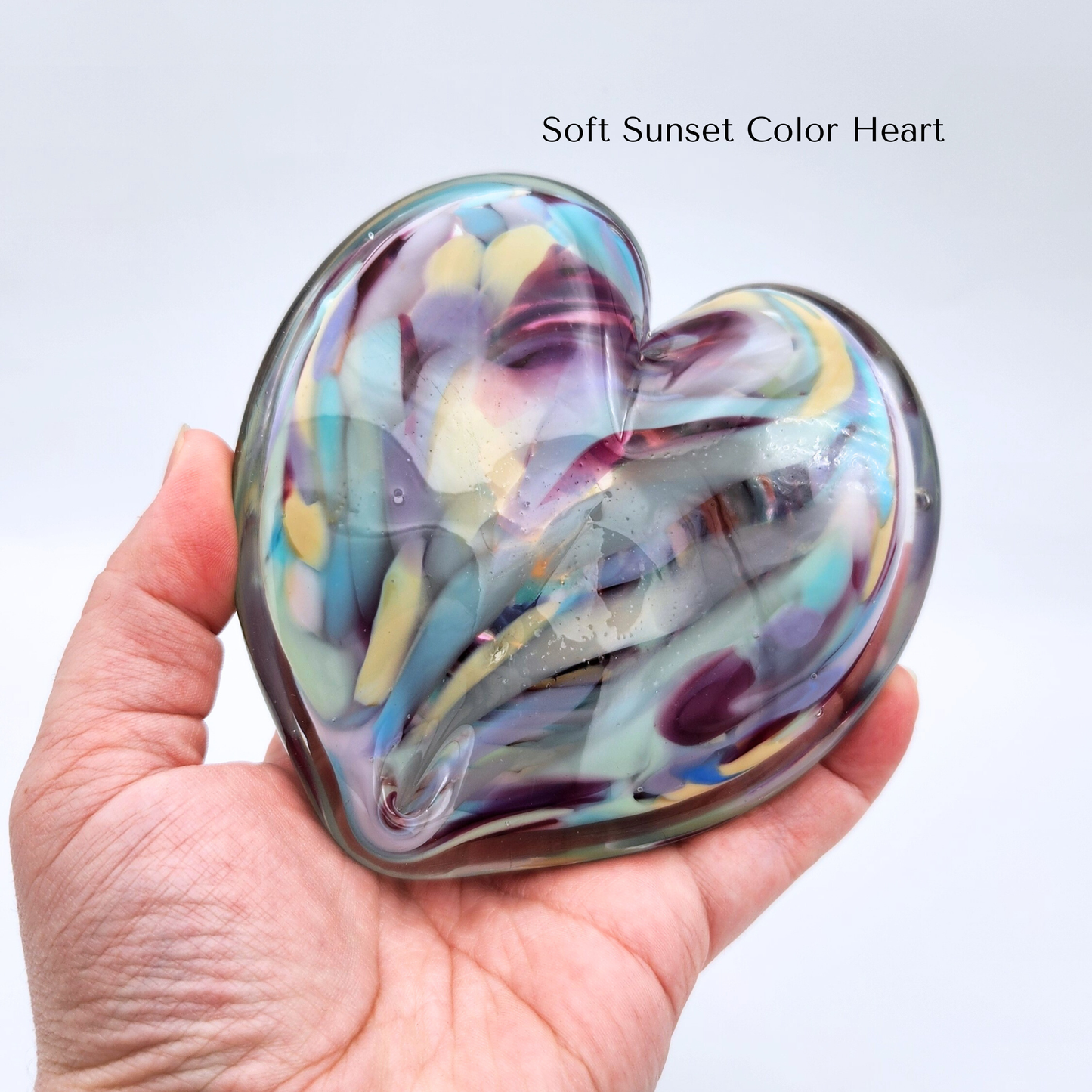 Handblown Solid Glass Heart Paperweight - Keepsake