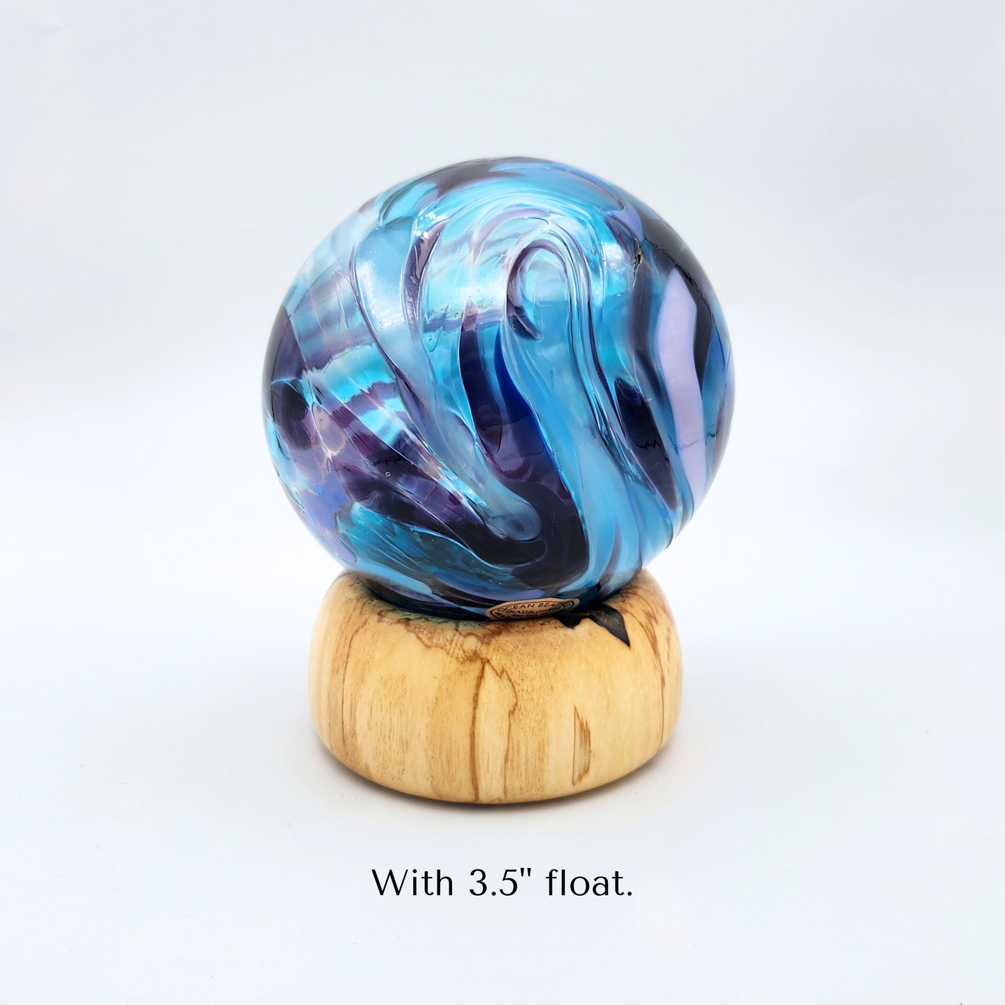 Small Handmade Wood Float Ring – Round Stand Display Base for Glass Floats