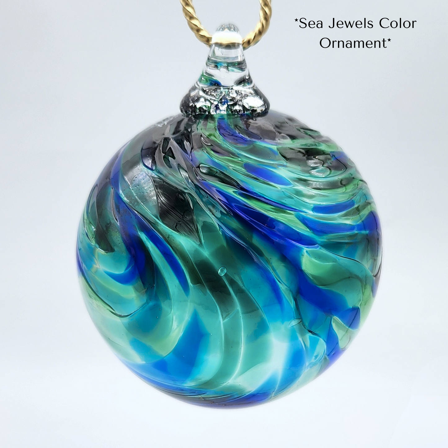 Sea Jewels Glass Float – Handblown Ornament in Ocean Blues & Sea Greens