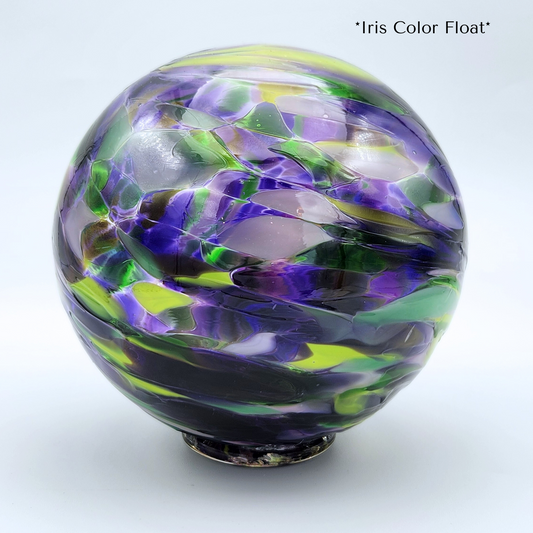 Iris Glass Float – Handblown Purple & Green Ornament