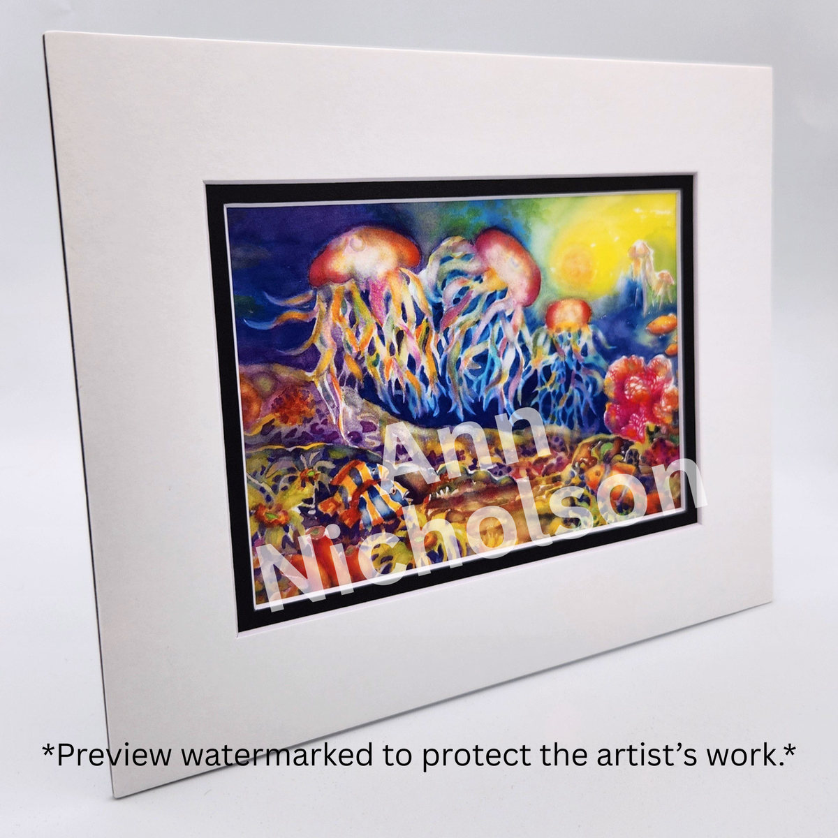 Jellyfish Watercolor Art Print by Ann Nicholson – 8 x 10"