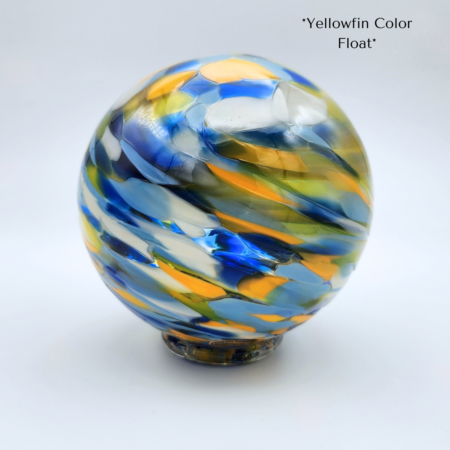 Yellowfin Glass Float – Handblown Ornament in Blue, Yellow & Grey
