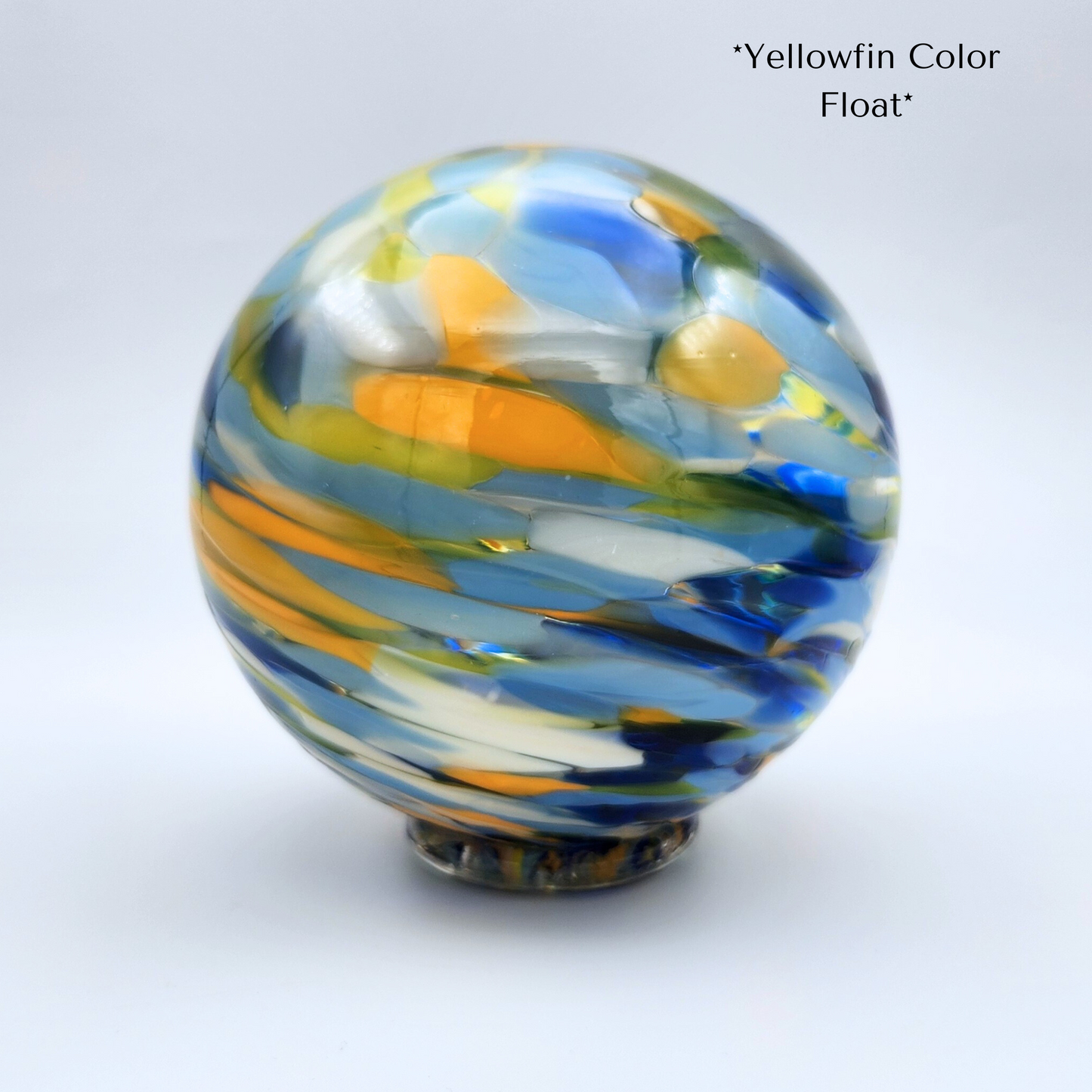 Yellowfin Glass Float – Handblown Ornament in Blue, Yellow & Grey