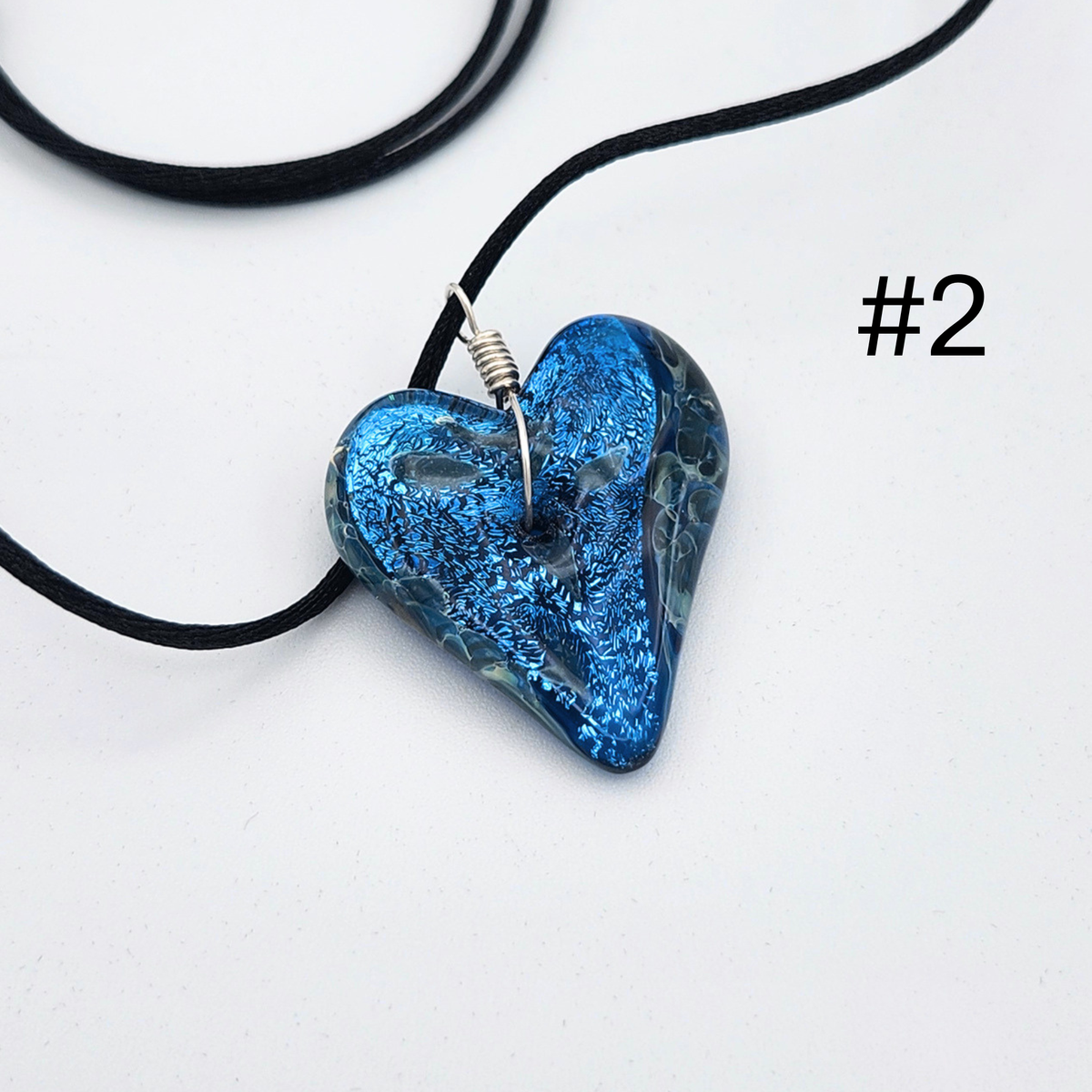 Handmade Torchwork Glass Heart Pendant Necklaces by David Frederick - Oregon Artist