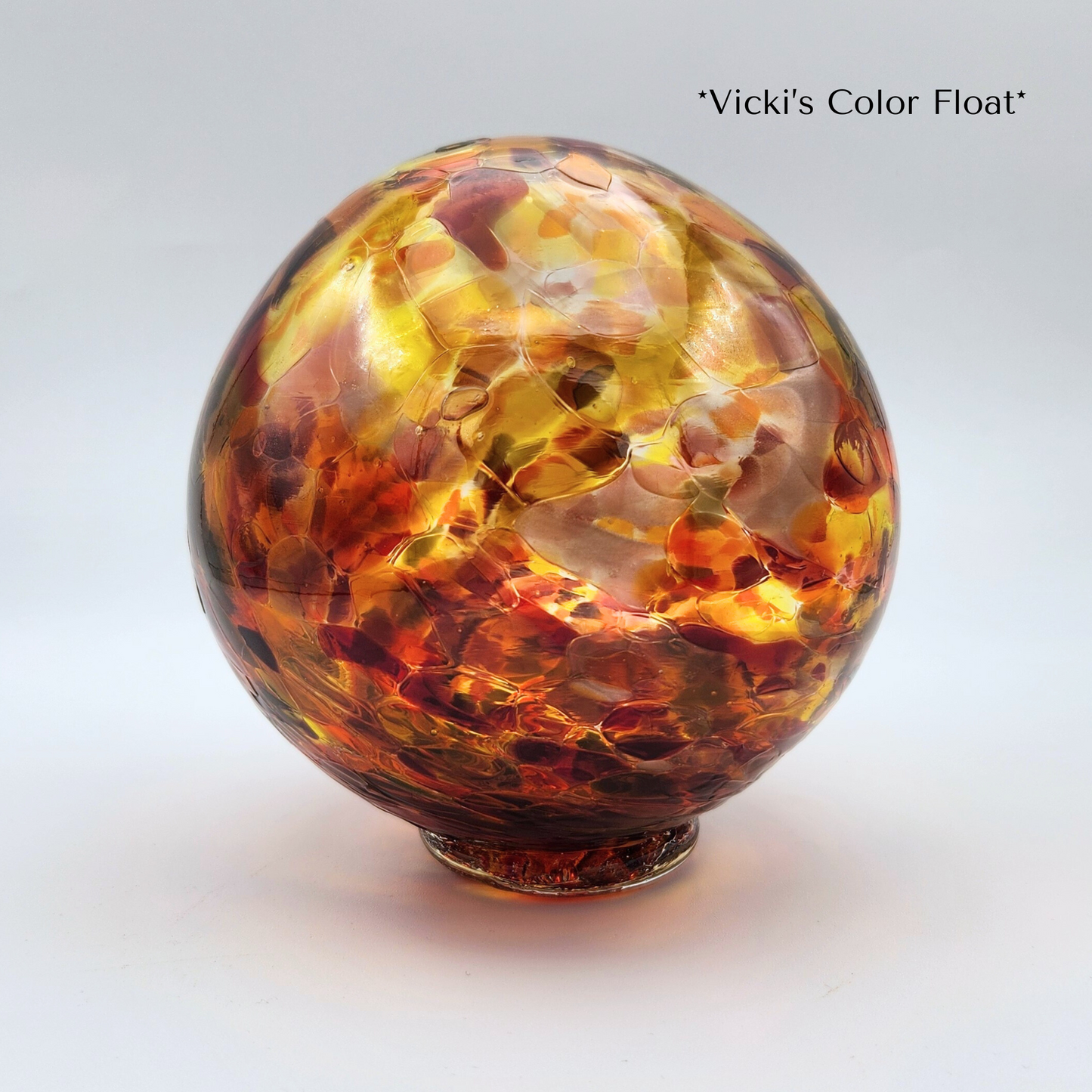 Vicki's Glass Float – Fall Handblown Ornament in Orange, Red, & Gold