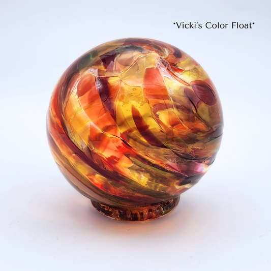 Vicki's Glass Float – Fall Handblown Ornament in Orange, Red, & Gold