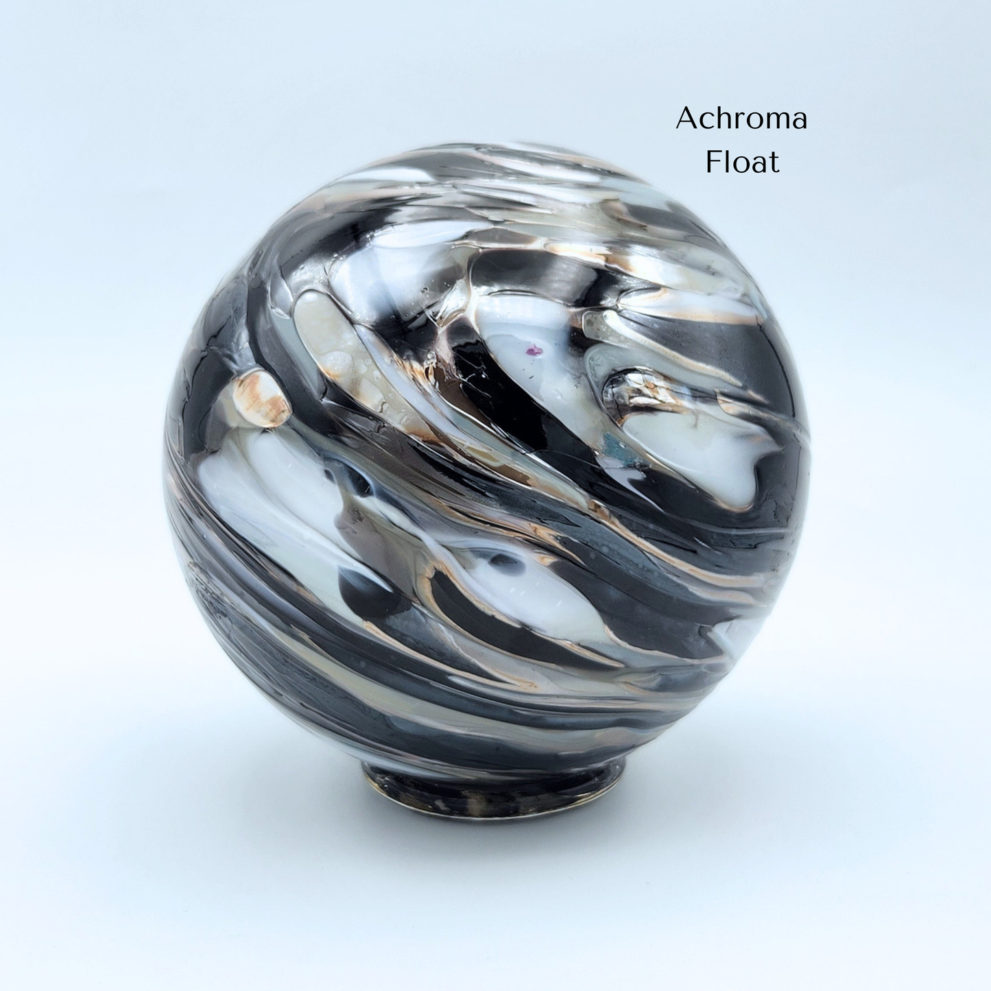 Achroma Glass Float – Handblown Ornament in White, Grays, and Black