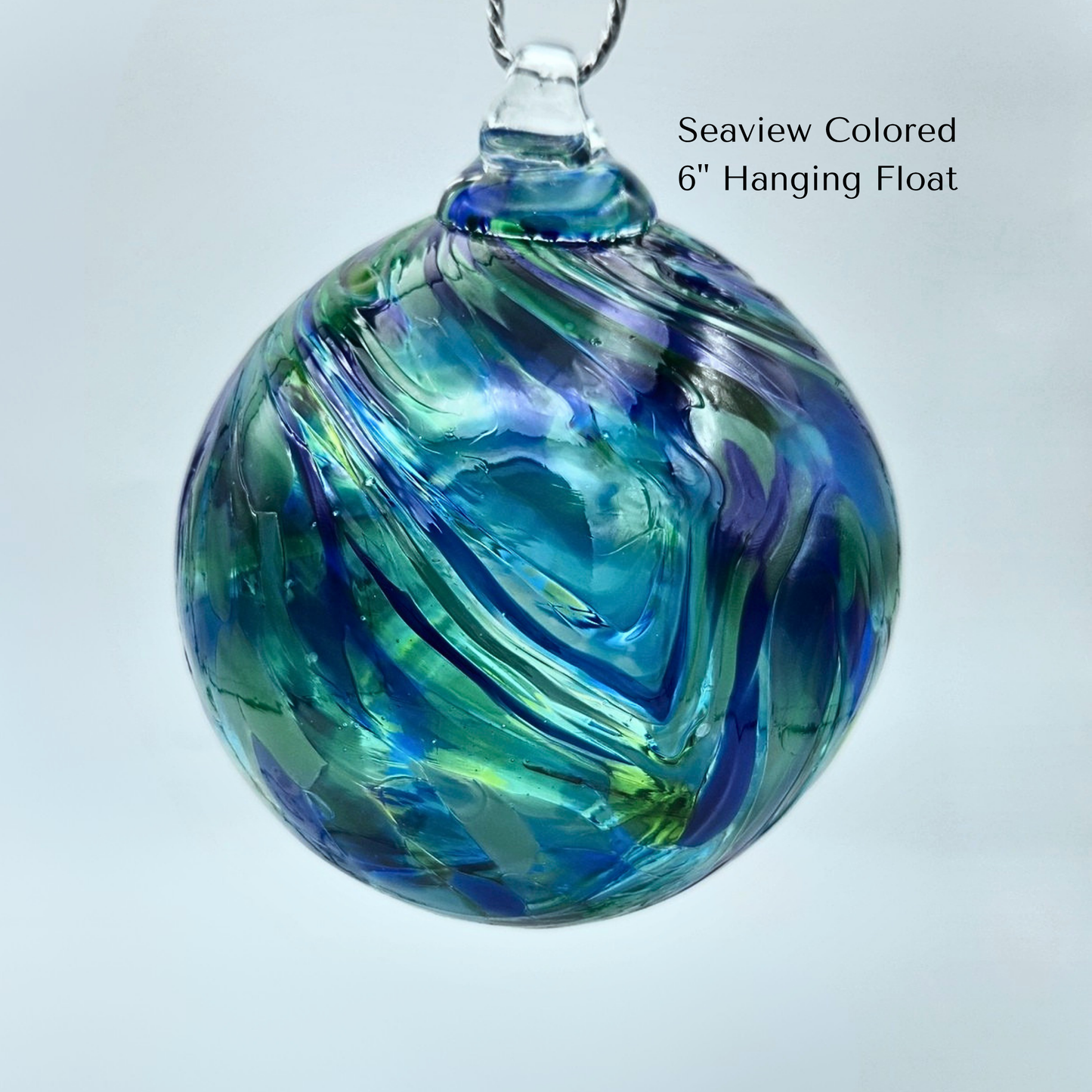 Seaview Mix Glass Float – Handblown Ornament in Blues and Greens